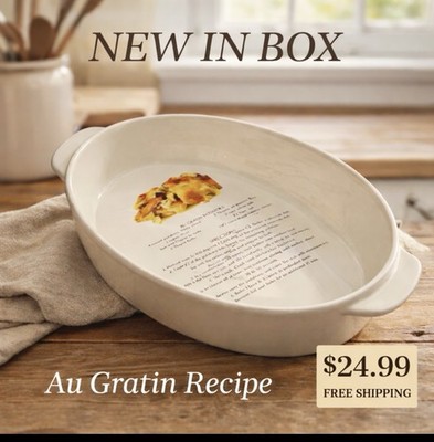 New Ceramic Oval Casserole Dish Au Gratin Recipe Baking Dish NIB