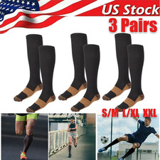 3Pair Graduated Medical Compression Socks for Women Men 20-30mmhg Knee High Sock