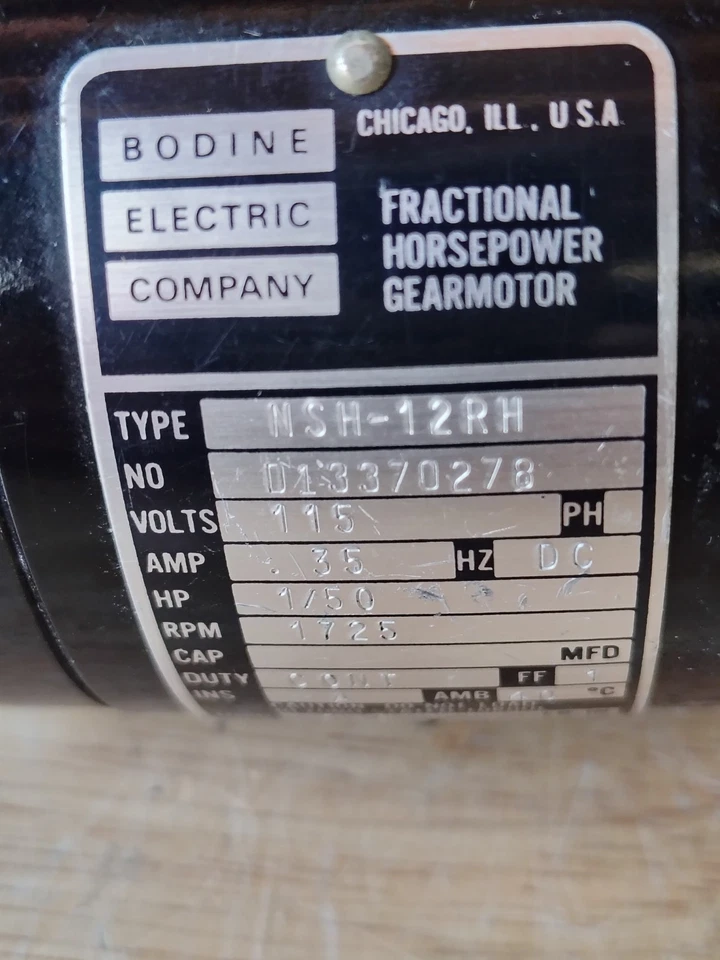 Bodine Electric NSH-12RH Gearmotor 115V 1/50 HP 173 RPM 4.8 LB-IN Torque - Image 3 of 4