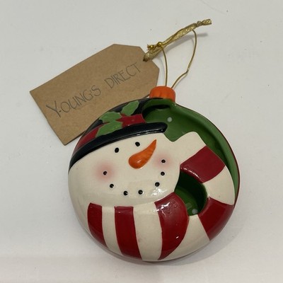 Ceramic Snowman Ornament Young s Direct Red White Green Christmas Decor 4 
