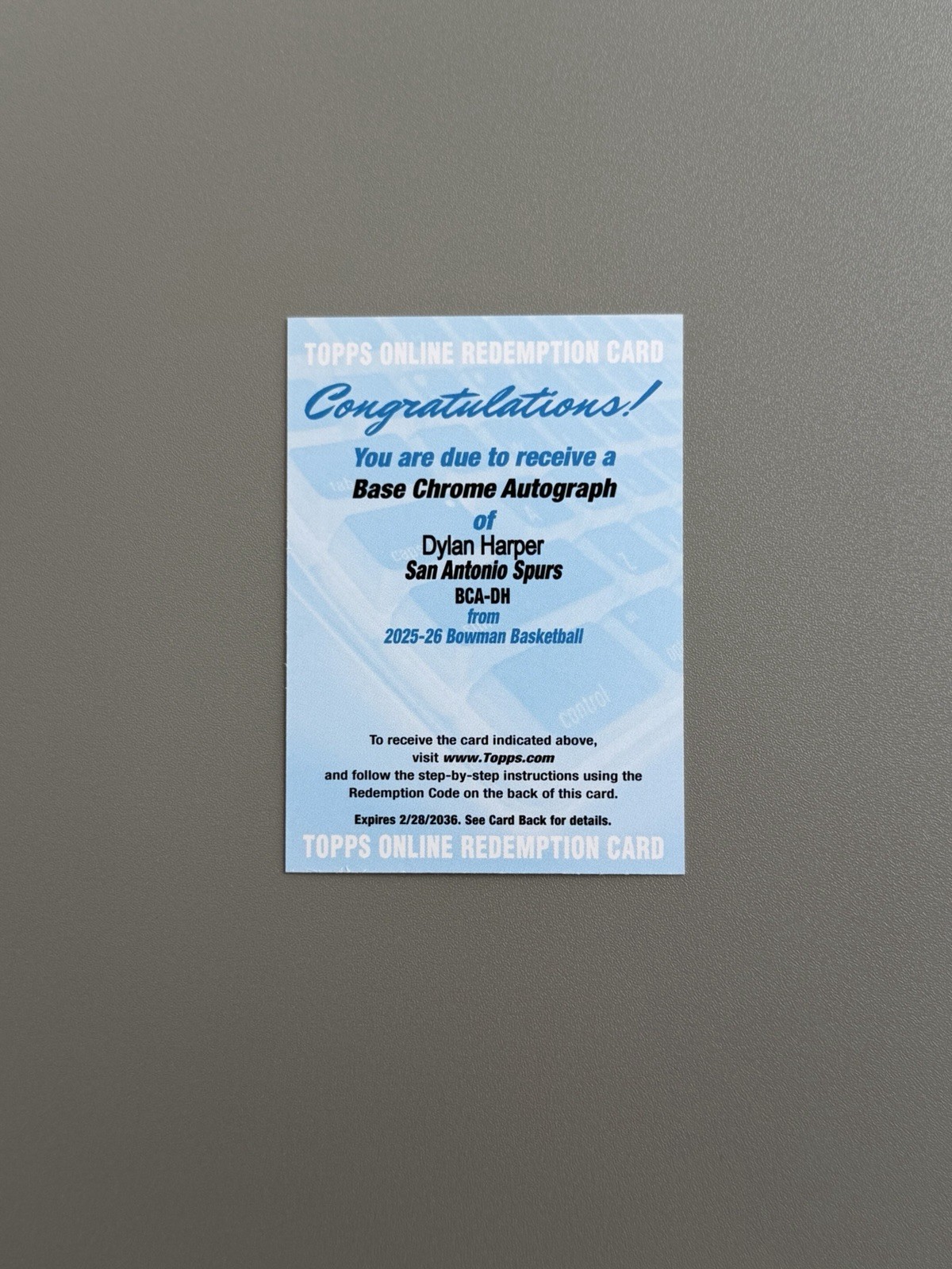 Dylan Harper 2025 Bowman Chrome Autograph  #BCA-DH Rookie Auto RC