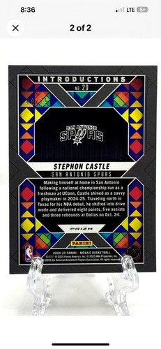 2024-25 Panini Mosaic Stephon Castle RC Rookie Introductions Bronze #48/75 - Picture 2 of 2