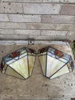Tiffany Style Stained Glass Vintage Wall Sconces Pair Beautiful Art Deco Style