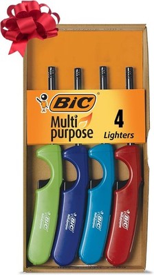 BIC Multi-Purpose Lighters Reliable and Safe Candle Lighter Assorted Colors 4pk