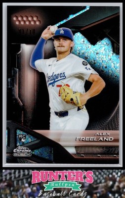 2026 Topps Chrome Black #28 Alex Freeland Dodgers RC Rose Gold Refractor 01/10