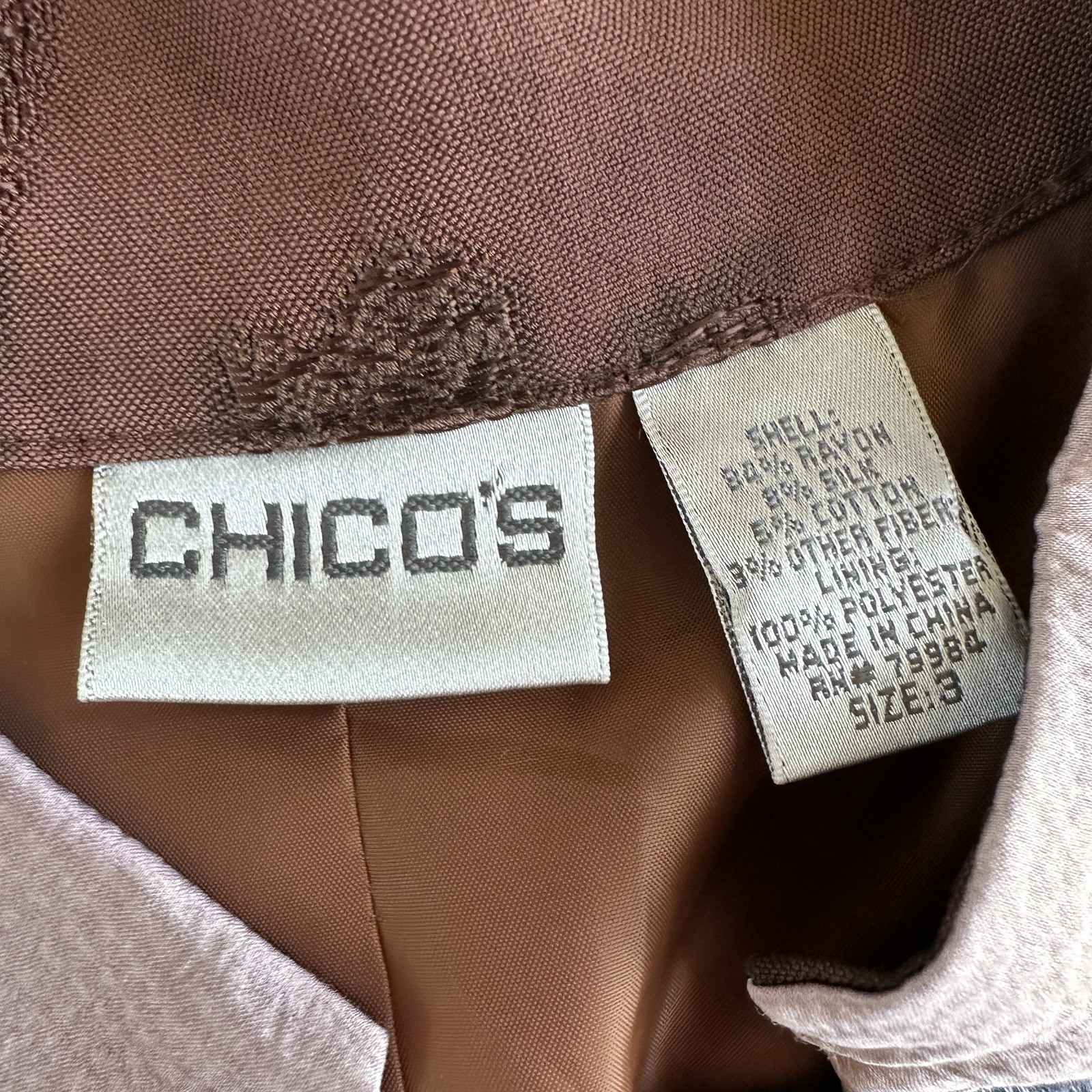 Chico’s Patchwork Silk Blend Jacket Size 3 XL Vin… - image 4