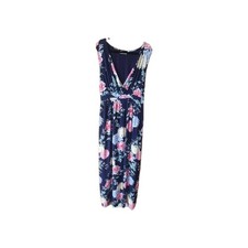 Jojo Maman Bebe Maternity Navy Blue Floral V Neck Maxi Midi Dress Size 16