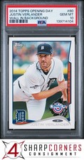 2014 TOPPS OPENING DAY WALL IN BACKGROUND #80 JUSTIN VERLANDER POP 6 PSA 10