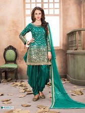 Party Wear Silk Patiala Suits Bridal Salwar Kameez Punjabi Women New Dress