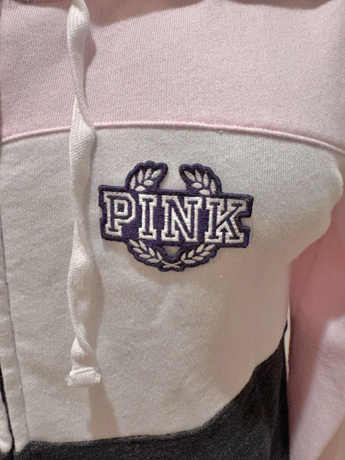 UNDERCOVER Felpa con cappuccio Victorias Secret ROSA media full zip misto cotone VS logo moderna a righe