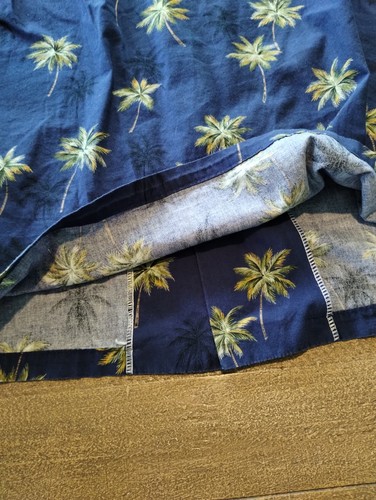 Camicia hawaiana vintage KY'S uomo taglia L blu floreale Aloha palma AOP made in USA - Foto 6 di 9