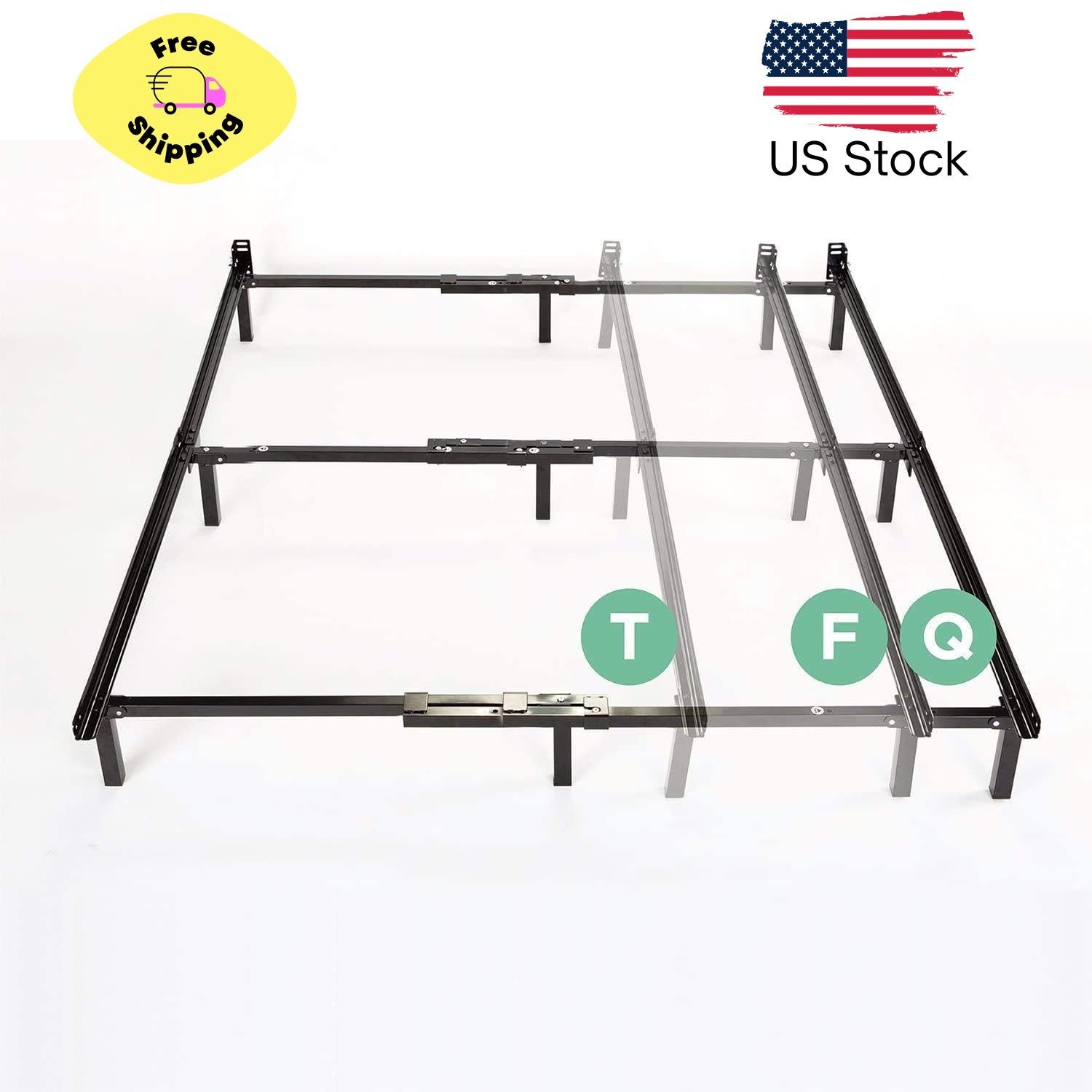 Compack Adjustable Metal Bed Frame, 7" Support for Twin/Full