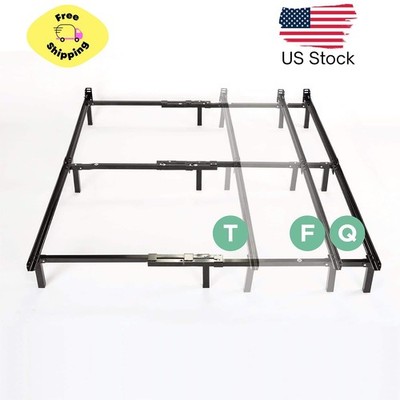 Compack Adjustable Metal Bed Frame, 7'' Support for Twin/Full/Queen, Black