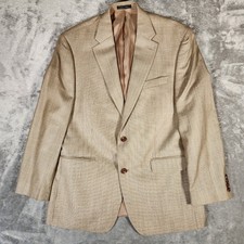 Lauren Ralph Lauren Blazer Mens 42R Wool Silk Tan Brown Micro Check EUC