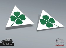 COPPIA ADESIVI PLASTIFICATI SAGOMATI DX e SX QUADRIFOGLIO ALFA ROMEO | 15x12 cm