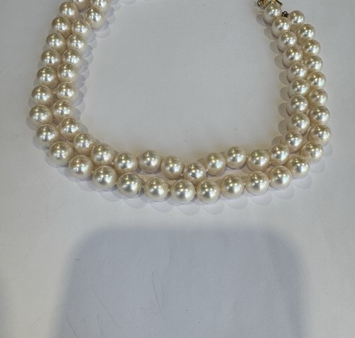 Estate Necklace. 2 Strand Of AAA Quality. 7x7.5mm Akoyas Pearls.Metal Clasp - Picture 3 of 14