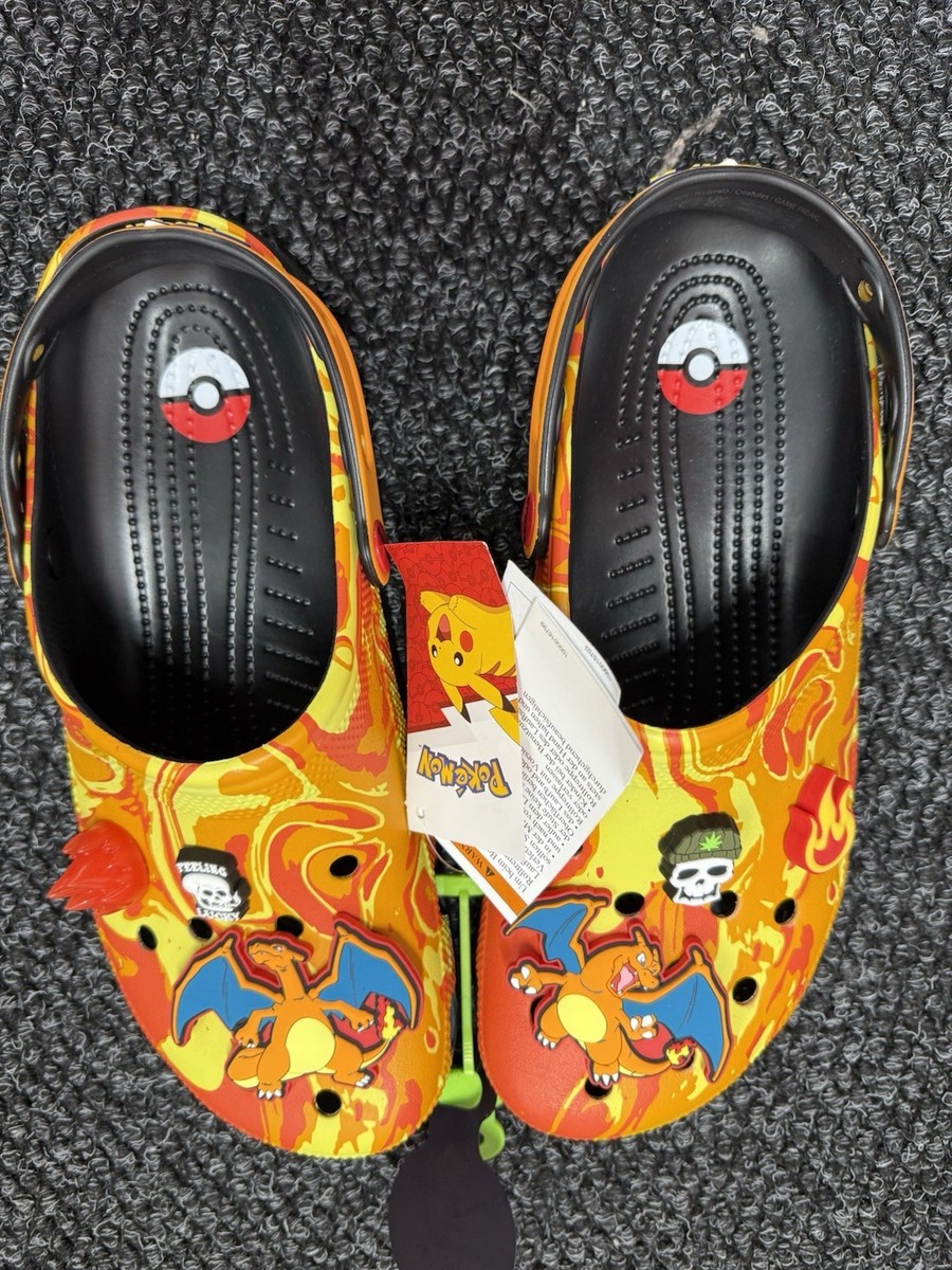 Pokemon‎ Classic Crocs Clog Sandals Men 7 Women 9 Orange Charizard Light Up Glow Crocs Pokemon Charizard Classic Clog Size US J6 Glow in the  main image 2