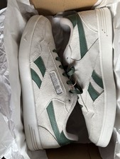 Reebok Court Advance Chalk/Escape Green Low Top Suede Lace-Up Cushioned Sneaker