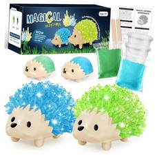 Crystal Growing Kit for Kids - 2 Colors Hedgehog to Grow Fast in Blue green