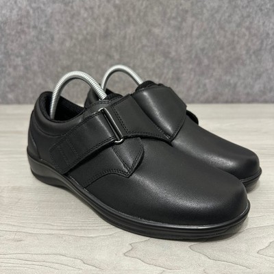 Orthofeet Arcadia 810 Walking Shoes Womens 8 Black Orthopedic Loop Leather
