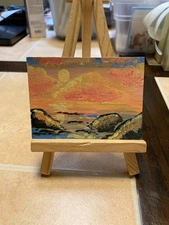 ACEO Original Acrylic Painting Landscape Abstract Art Card ATC Scenery 161