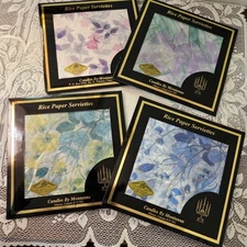 Vntg Rice Paper Serviettes Napkins Made in Japan 4 Packs of 20 Each Floral New