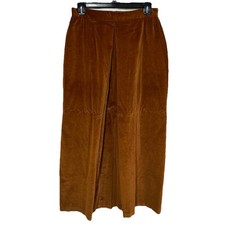 Vintage Brown Velvet Maxi Skirt with Center Box Pleat USA Union Made Pockets