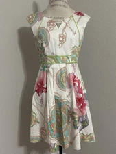 Jax Dress Black Label Women's  Floral Cocktail Dress size 6 Cotton Spandex