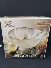 Arcoroc Fleur Glass Punch Bowl Set For 12. Boxed. PD