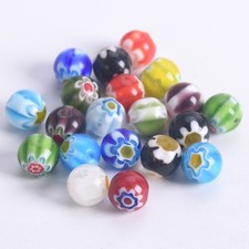 Mixed Millefiori Flower Lampwork Glass Charms Beads 4mm 6mm 8mm 10mm 12mm 14mm