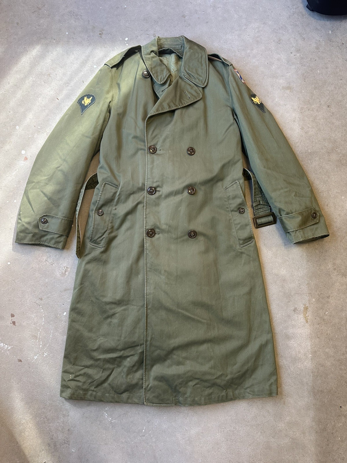 1950s US Army Vietnam Trench Removable Liner Overcoat Mens Small Long Vintage