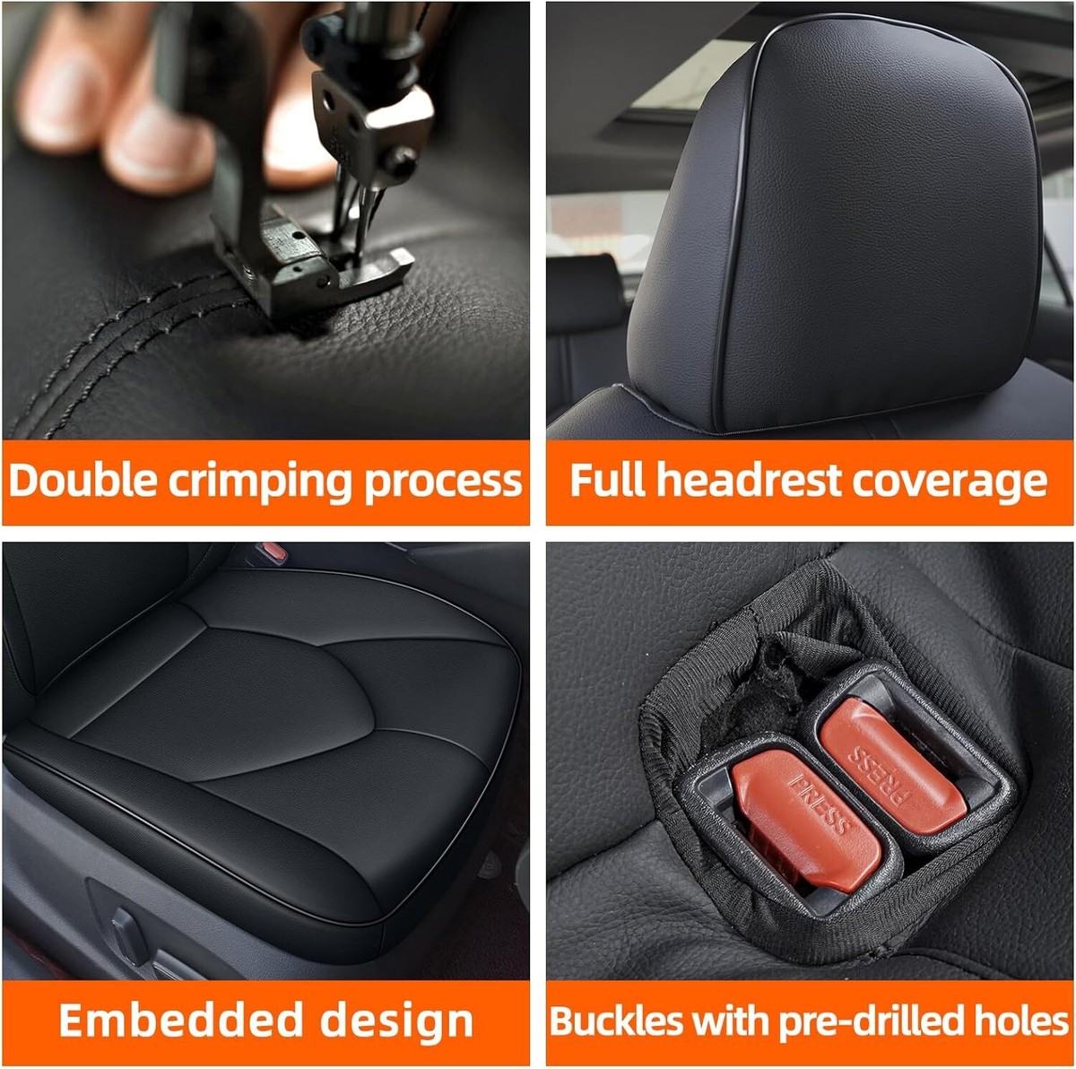 Custom Car Seat Covers For Buick Envision 2016-2022 - Waterproof Leather Seat Protectors, Black/White Luxury