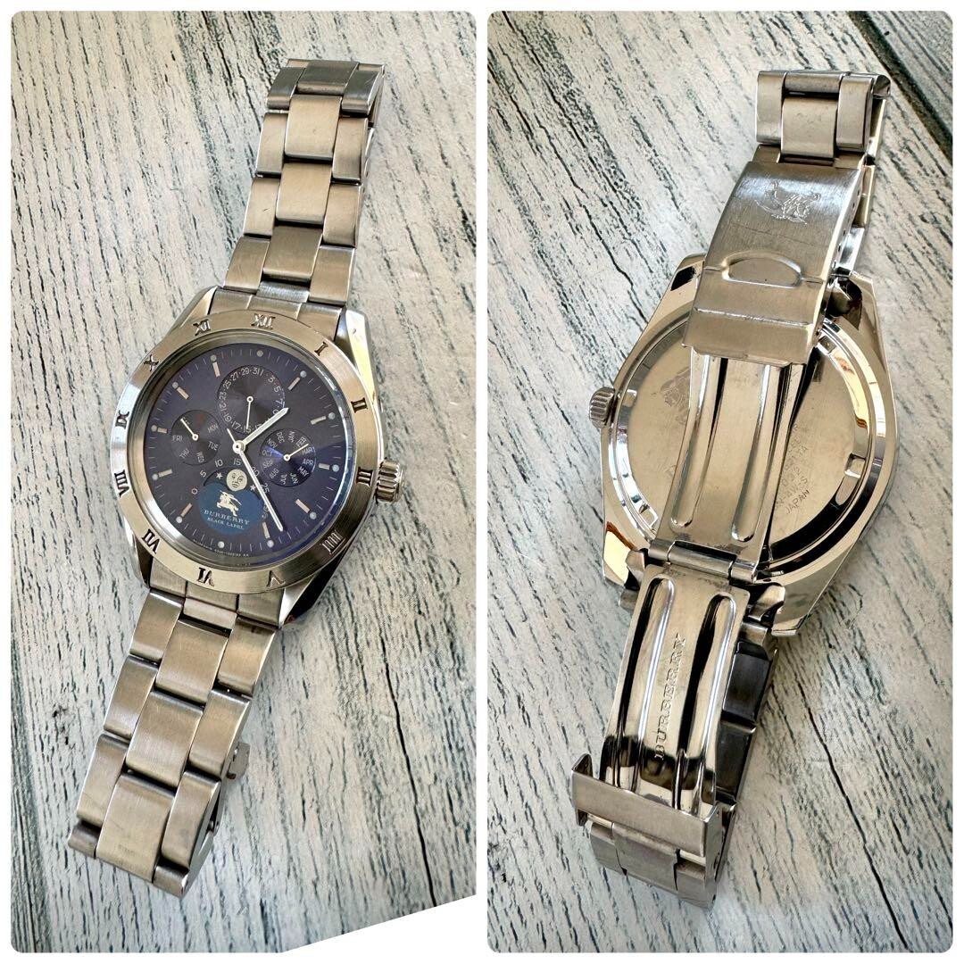 Burberry Moon Phase Watch Blue Tone Used From Japan Check
