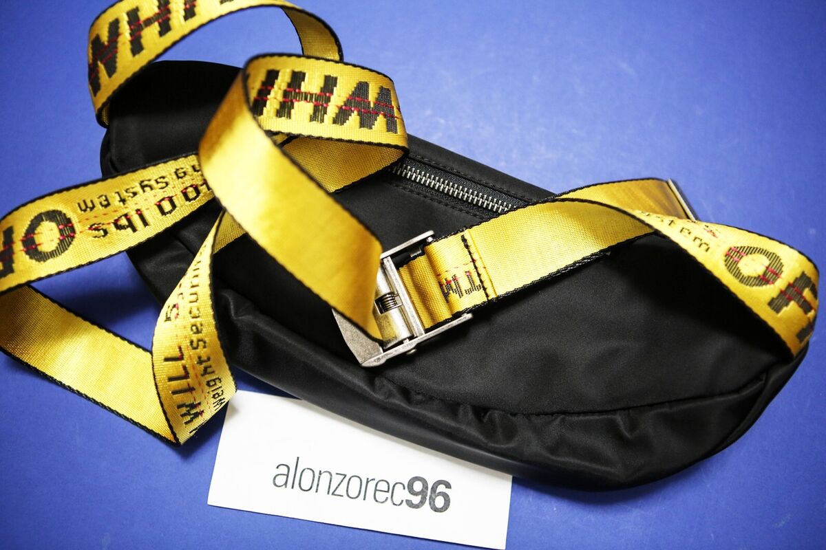 Off White Industrial Strap Yellow Belt Black Fanny Pack Bag Off White Industrial Strap Yellow Belt Black Fanny Pack Bag