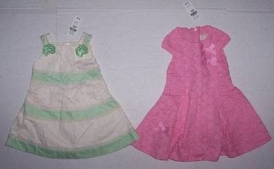 Vtg Lot of 2 Children's Place baby girl lined dresses diaper cover 6-9 mo EASTER