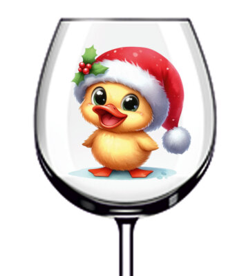 12x Weihnachten Cartoon Ente Kinder Vinyl Aufkleber Abziehbild Becher Weinglas Flasche
