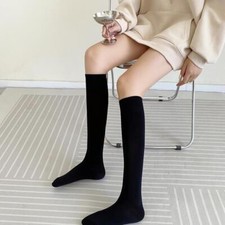 4 Pairs of women's cotton fall black fashion mid-tube socks and calf socks