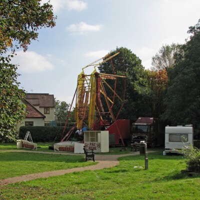 Photo 12x8 Great Chesterford: taking the wheel down There had been a fair  c2015