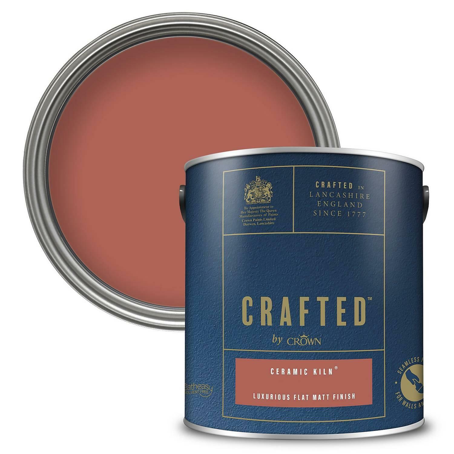 Crown CRAFTED Ceramic Kiln Matt Emulsion Terracotta Red Paint 2.5L | Rich Terracotta velvety flat matt finish for interior walls, ceilings & wood. Soft to touch, hides imperfections, low VOC - Image 5