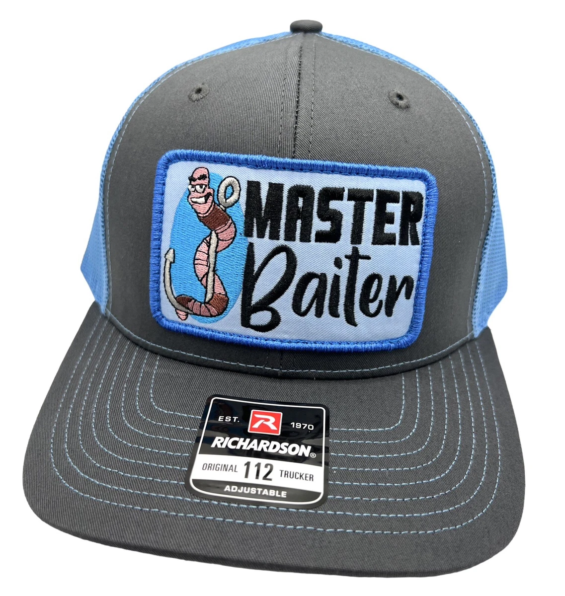 Master Baiter Fishing Humor Funny Patch Richardson 112 Trucker Hat Cap  Snapback