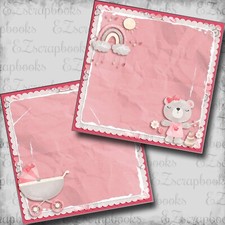 Baby Girl Bear NPM - 2 Premade Scrapbook Pages - EZ Layout 6049