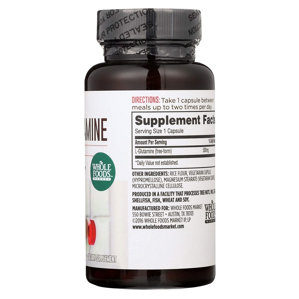 glutathione whole foods market 365 by Whole Foods Market L-Glutamine Free-Form 500mg 100 Vegan Capsules
