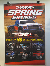 TRAXXAS PROMO POSTER "SPRING SAVINGS" FORD RAPTOR, BIGFOOT, SLASH, STAMPEDE 2wd