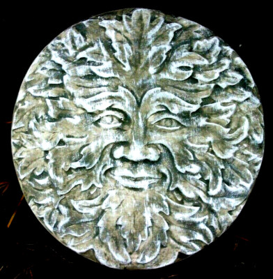 Green man face mold plaster concrete casting reusable mould 12'' x 12'' x 1.25'' 