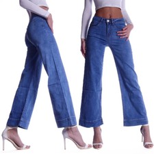 Damen Jeans Hose Bootcut Mid Waist Marlene Schlaghose Weites Bein Stretch D25