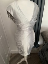 Guess Embellished & Ruched Silver Dress Size XS/6 BNWT RRP £105