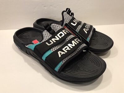 UA UNDER ARMOUR ALPHA IGNITE MENS SZ 15 GREY BLACK -NEW SLIDES  3025051-102