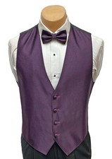 Men's Purple Tuxedo Vest  Tie Bow or Long Formal Wedding Groom Prom Cruise