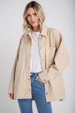 Free People Madison City Twill Jacket Beige Uk L