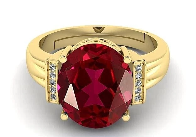 APSSTONE 9.00 Ratti 8.25 Carat Natural Ruby Manik Original Round Shape Gold  Plated Ring For Women And Men : Amazon.in: Fashion